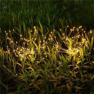 Garden-Decorative-Lights, Solar Firework Lights 105 LED-Powered 35 Copper Wires
